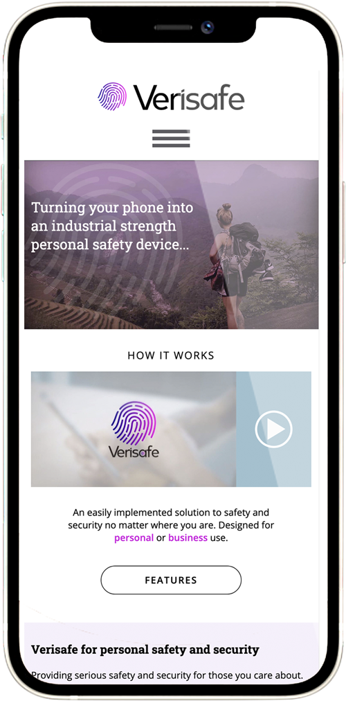 Smartphone displaying the Verisafe website
